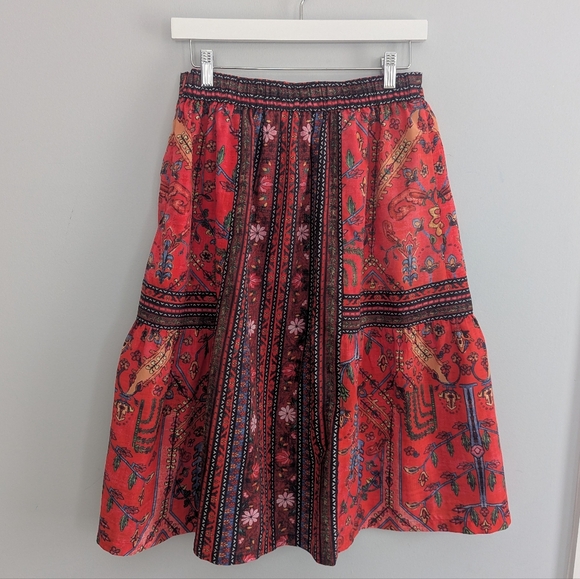 Women's Anthropologie Eve Embroidered Midi Skirt Vineet Bahl 6 - Picture 3 of 5